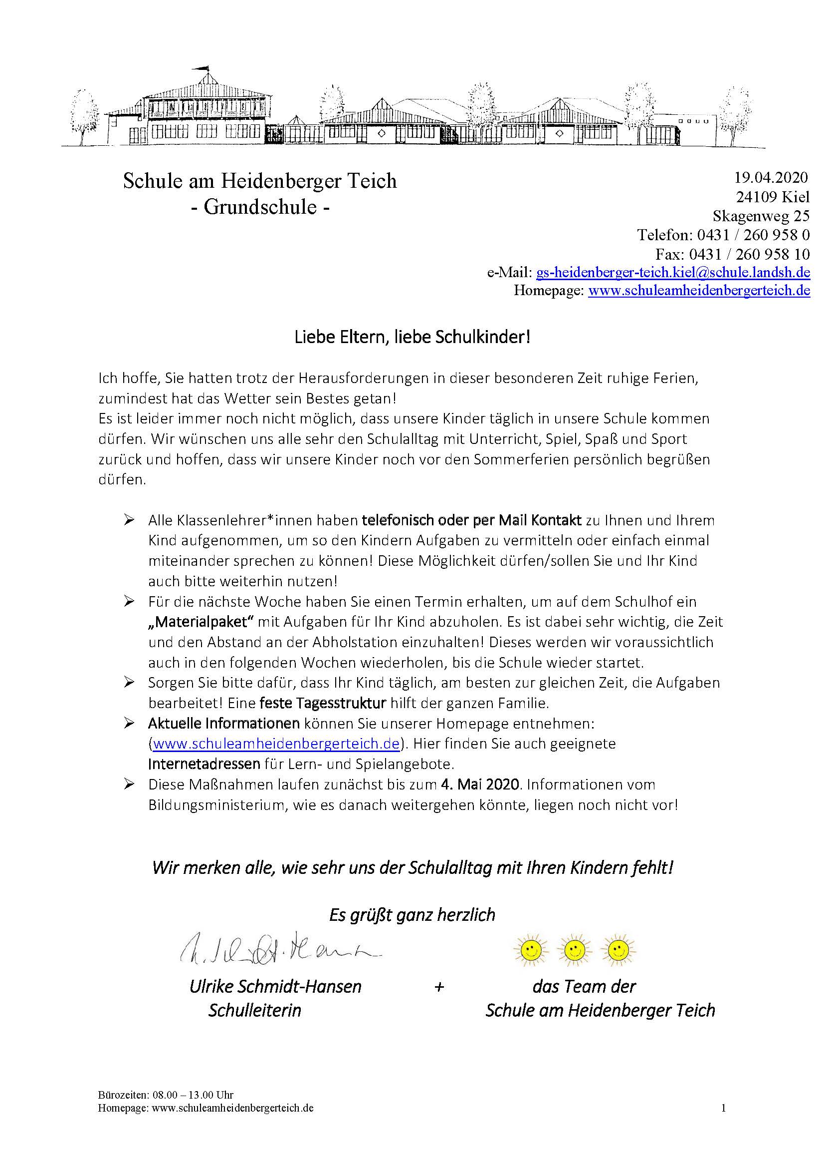 Elternbrief Schulleitung  20.04